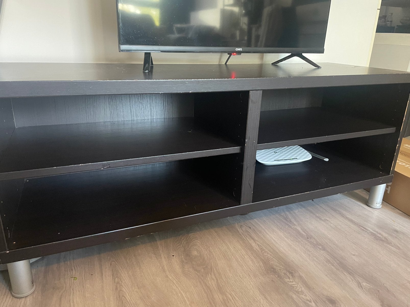IKEA Besta TV meubel 120x40x38 cm (48 cm incl poten), Ophalen, Gebruikt, 100 tot 150 cm, Minder dan 100 cm