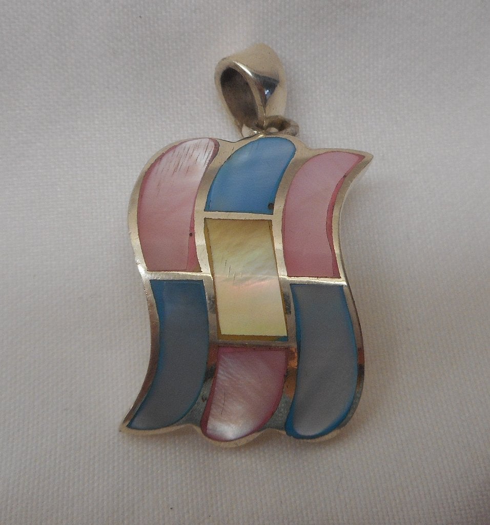 Zilveren massieve hanger met parelmoer nr.020, Verzenden, Zo goed als nieuw, Zilver, Zilver