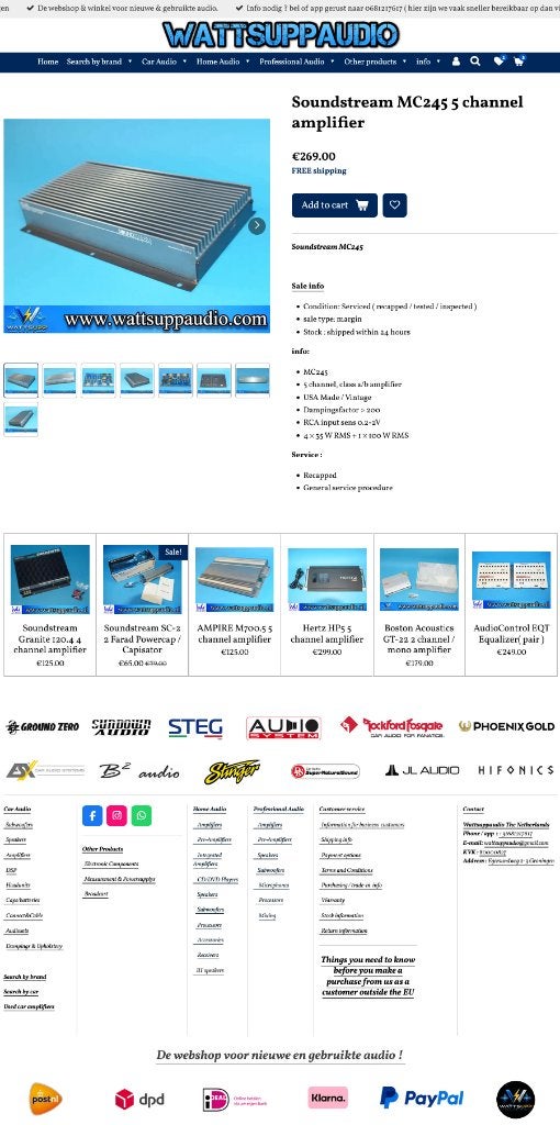 Soundstream MC245 5 kanaals versterker, Gebruikt, ., Ophalen of Verzenden, Soundstream