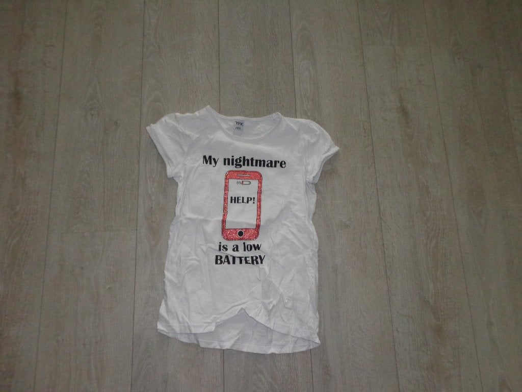 wit meisjest-shirt van YFK, maat 146/152, Ophalen of Verzenden, Gebruikt, Meisje, Shirt of Longsleeve