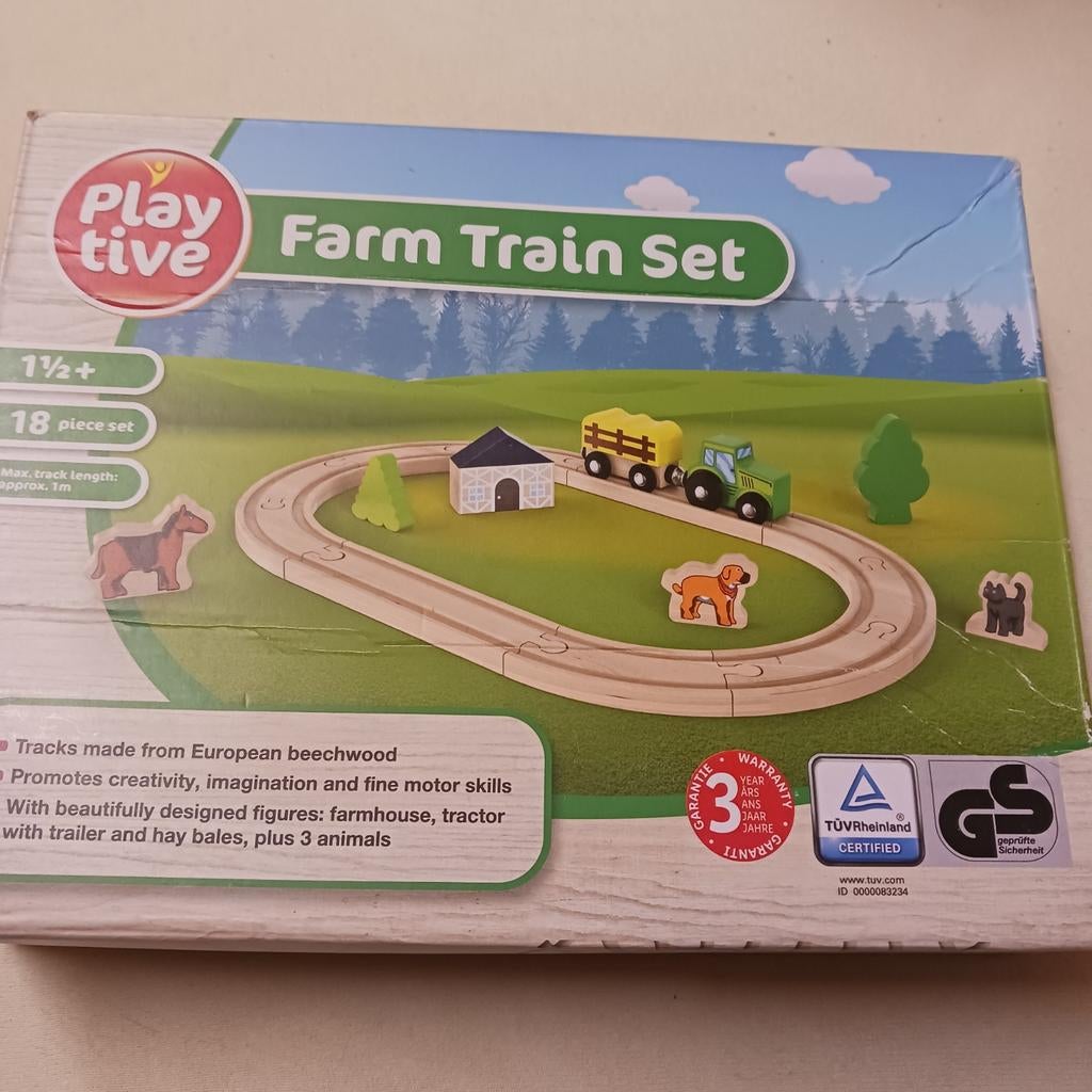 Houten treinbaantje met boerderij thema, Ophalen of Verzenden, Zo goed als nieuw, Handmatig, Overige merken