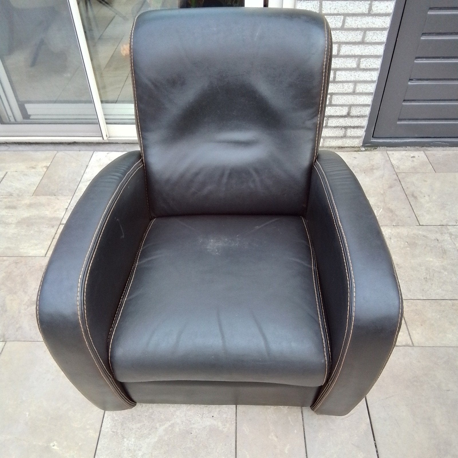 Lederen fauteuil, Ophalen, Gebruikt, 50 tot 75 cm, Leer