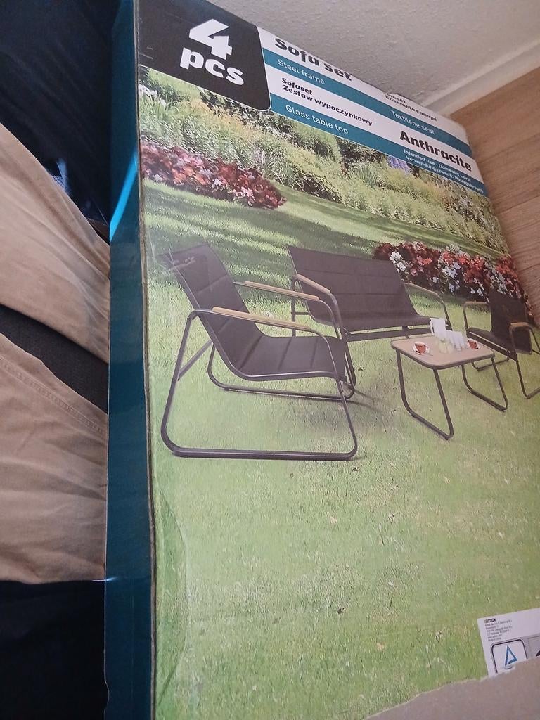 4-delige Antraciet Loungeset met Stalen Frame, Ophalen of Verzenden