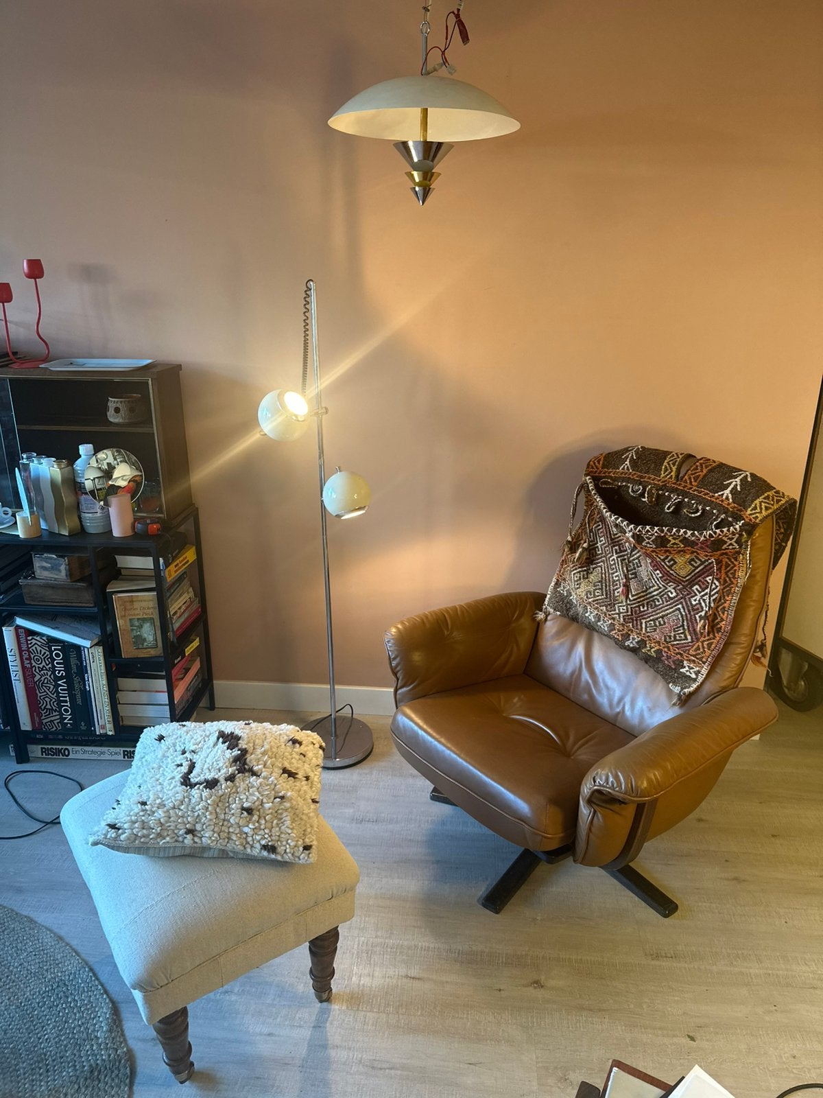 Leitmotiv Eyeball vloerlamp crème vintage, Ophalen of Verzenden, Gebruikt, 150 tot 200 cm