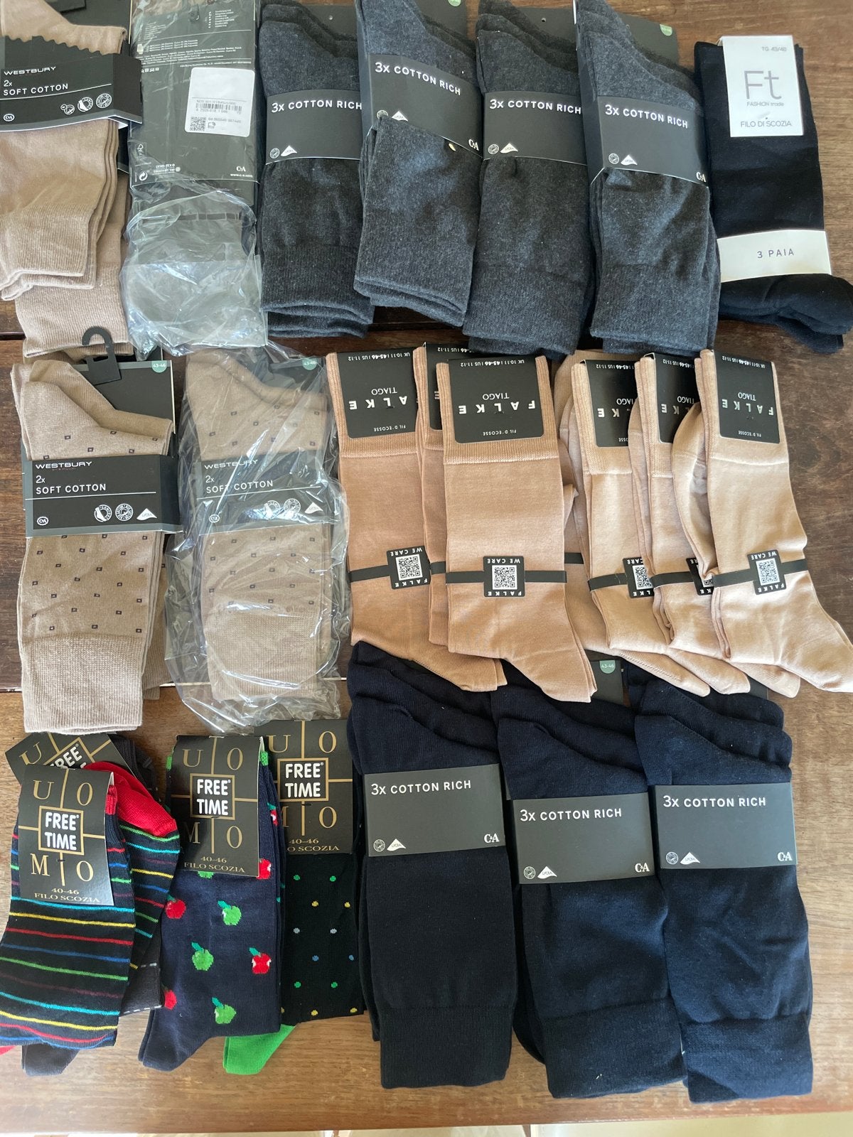 Grote partij sokken 44-45 (Falke, C&A, Westbury, Free Time, Sokken en Kniesokken, Overige kleuren, Nieuw, Overige maten