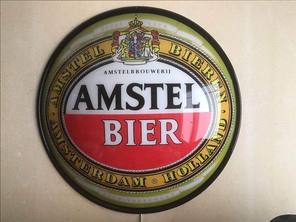 Amstel reclame lichtbak, Verzamelen, Ophalen, Gebruikt, Lichtbak of (neon) lamp