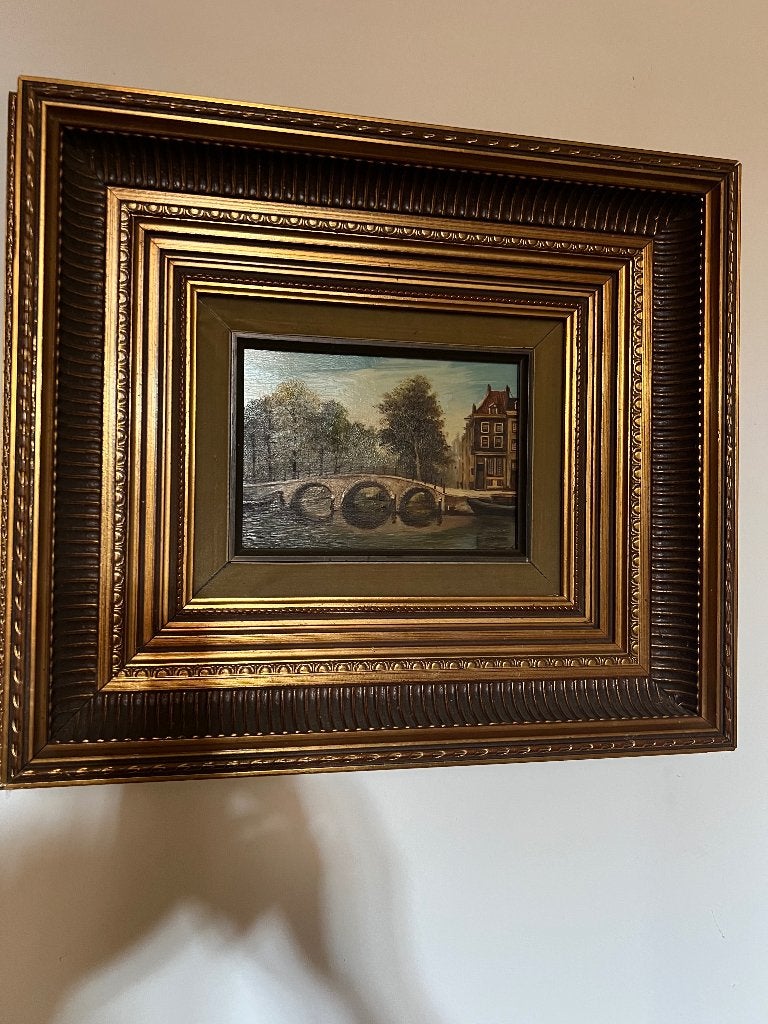 Prachtig schilderijtje in een hele mooie lijst, Paneel, Oud hollands, Bijzondere lijst, Ophalen of Verzenden