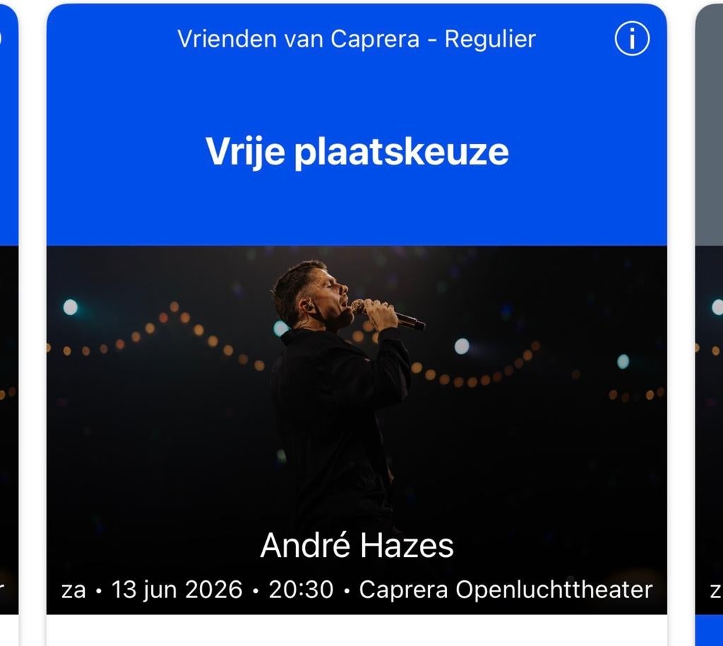 10x ANDRÉ HAZES CAPRERA AVOND 13 juni avond, Tickets en Kaartjes, Drie personen of meer, Juni, Levenslied