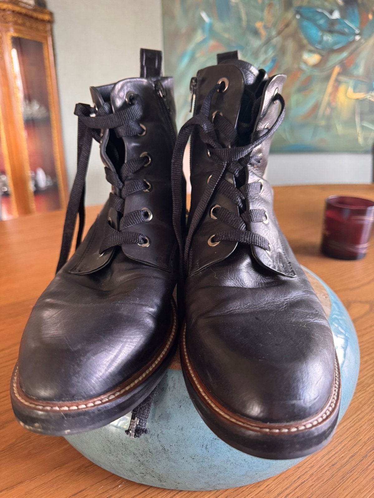 Stevige halfhoge schoenen mt. 41,5, Zwart, Lage of Enkellaarzen, Ophalen of Verzenden, Gedragen