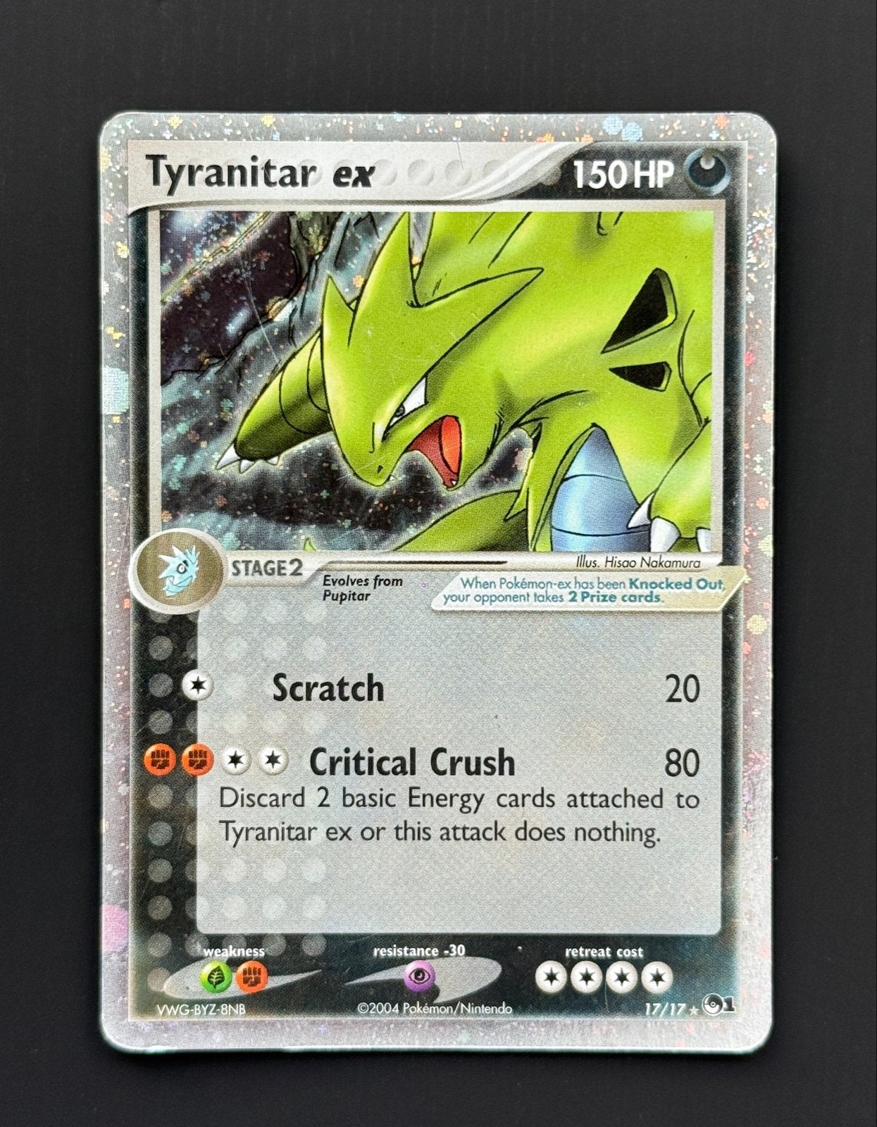 Pokémon Kaart - Tyranitar ex 17/17, Ophalen of Verzenden, Gebruikt, Losse kaart