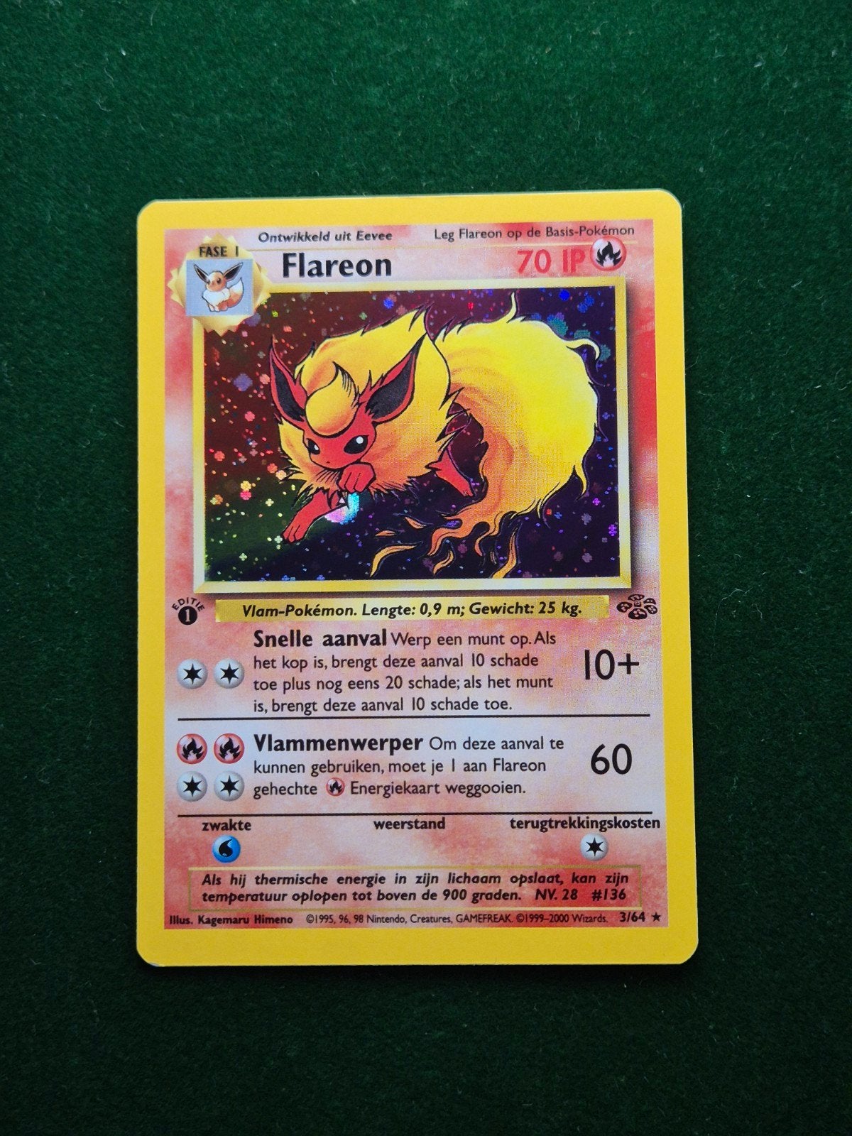 Flareon - 1st Edition Jungle Nederlands 3/64, Verzenden, Zo goed als nieuw, Losse kaart, Foil