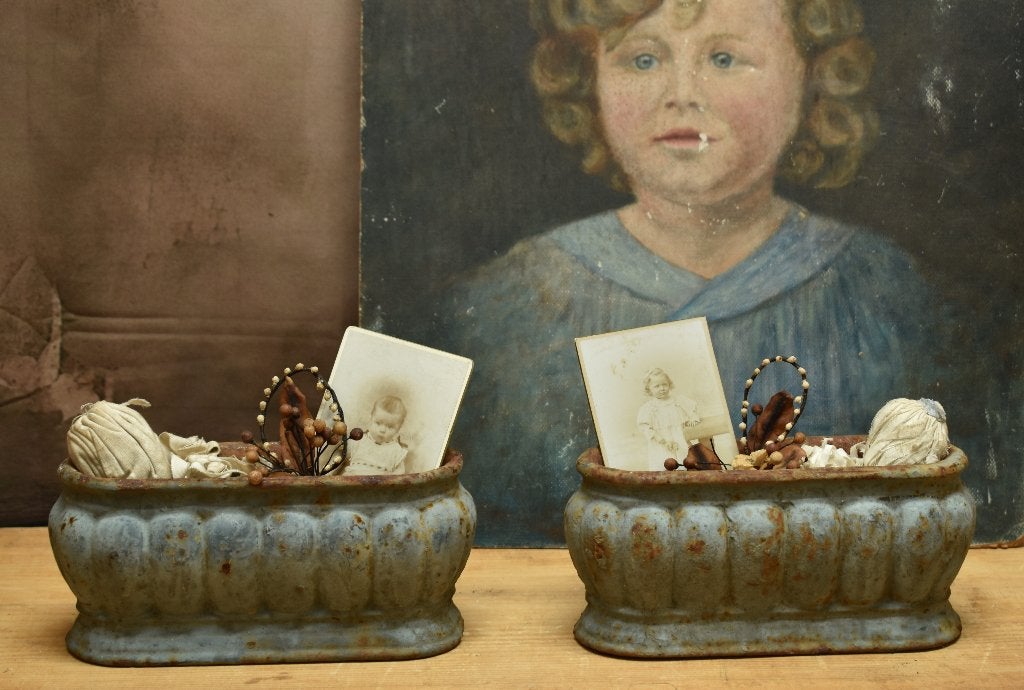 Set van 2 Oude Blauwe Jardinière. "Uit Aletta's Tijd", Ophalen of Verzenden
