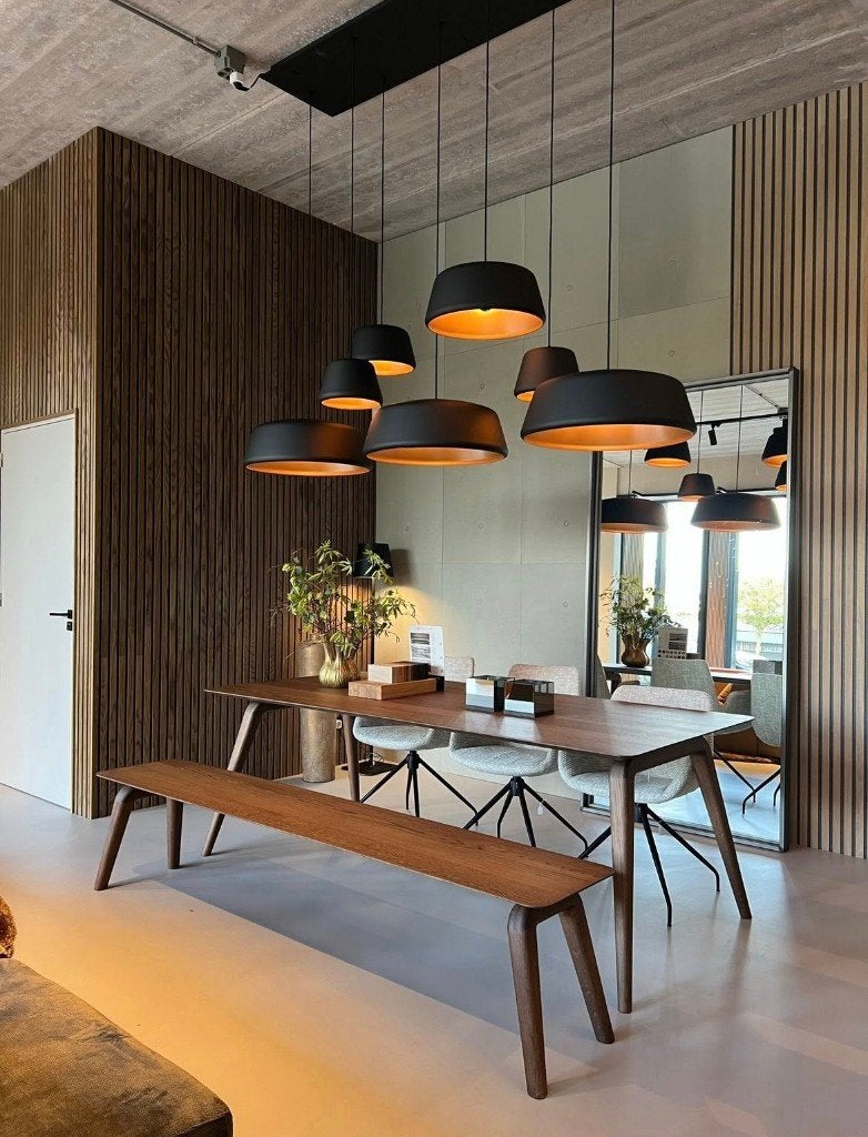 Super mooie japandi, design tafel met bankje en 3 stoelen..., Ophalen, Nieuw, Japandi, modern, scandinavisch, Minder dan 4 stoelen