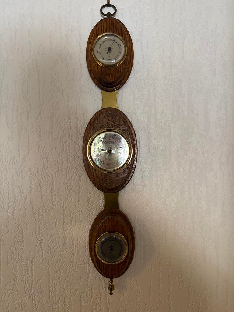 Vintage Weerstation: Barometer, Thermometer, Hygrometer, Audio, Tv en Foto, Weerstations en Barometers, Ophalen of Verzenden, Gebruikt