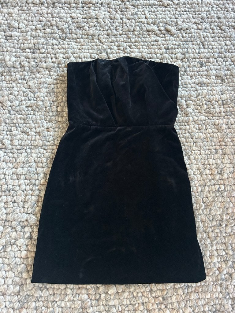 Geweldig mooi strapless jurkje SÉZANE maat 36 zwart fluweel, Zwart, Zo goed als nieuw, Maat 36 (S), Boven de knie
