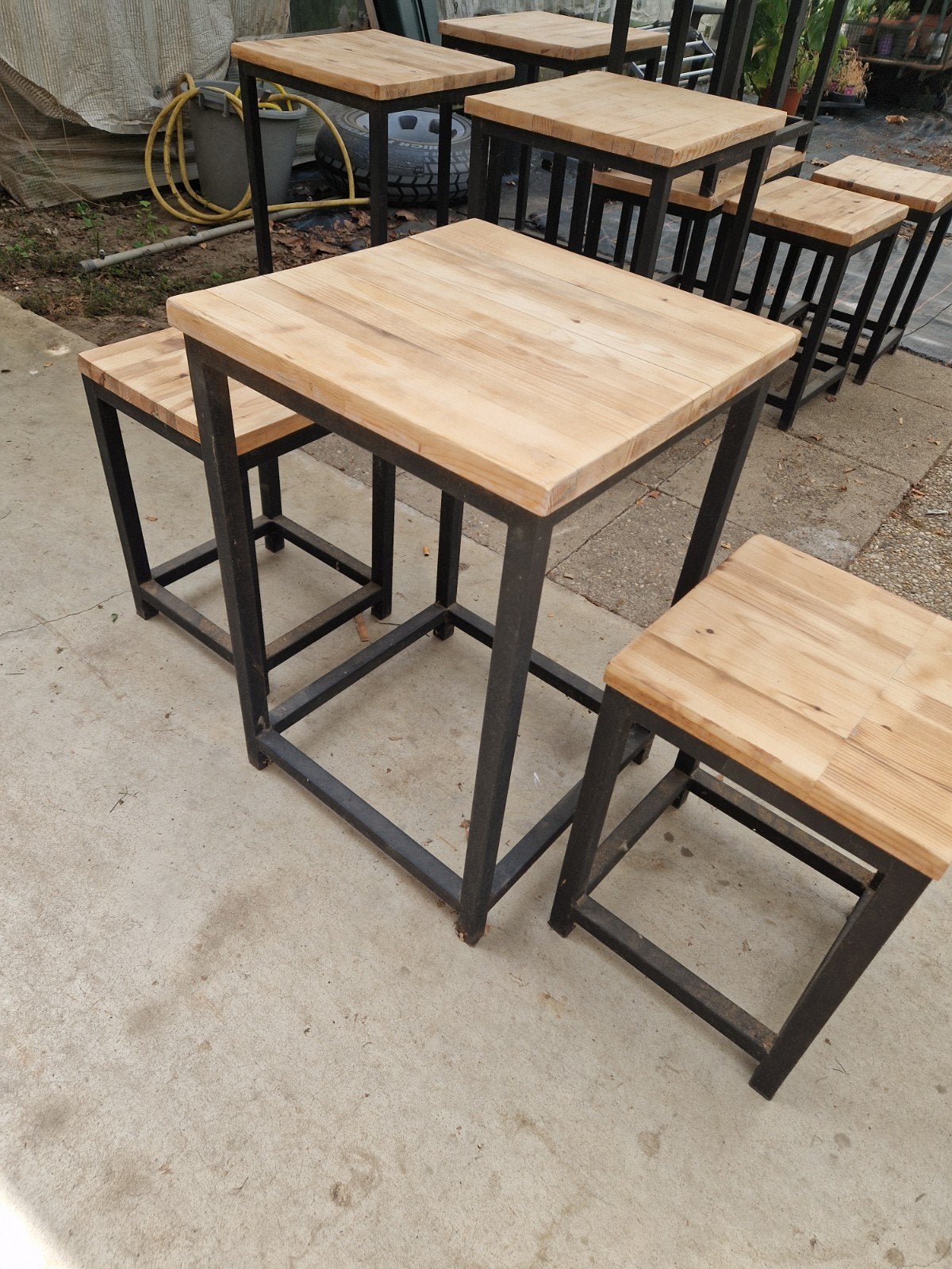 Bistro tafel met krukken - robuust en stijlvol, Ophalen, Gebruikt