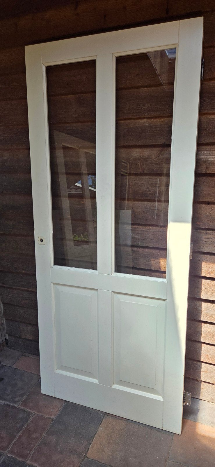 Paneeldeur 93x210 met gehard glas en RVS scharnieren, Doe-het-zelf en Verbouw, Deuren en Horren, Ophalen, 80 tot 100 cm, Binnendeur