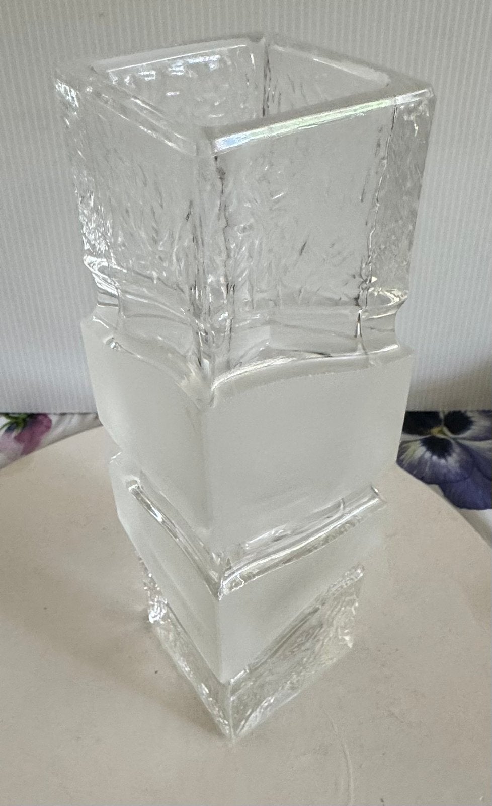 Warmensteinach Glaswerke-  Brutalist vaas, Huis en Inrichting, 21 cm, Transparant, Ophalen of Verzenden, Matte afwerking