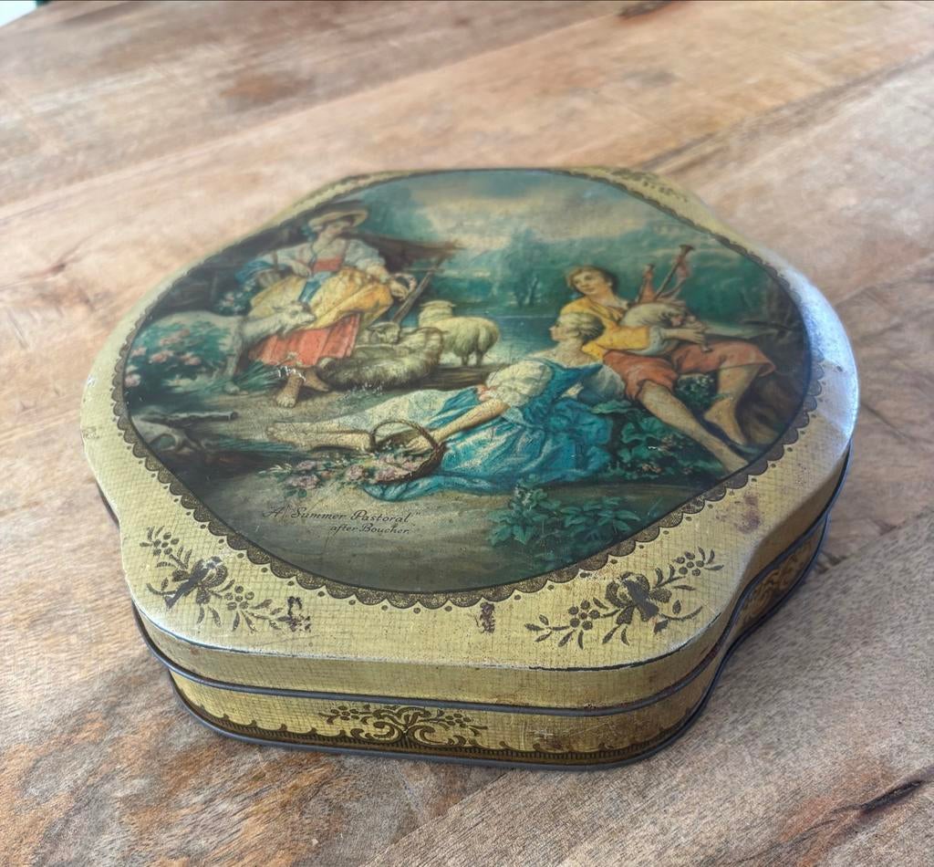 Vintage COTE D'OR koekblik met pastorale afbeelding, Ophalen of Verzenden