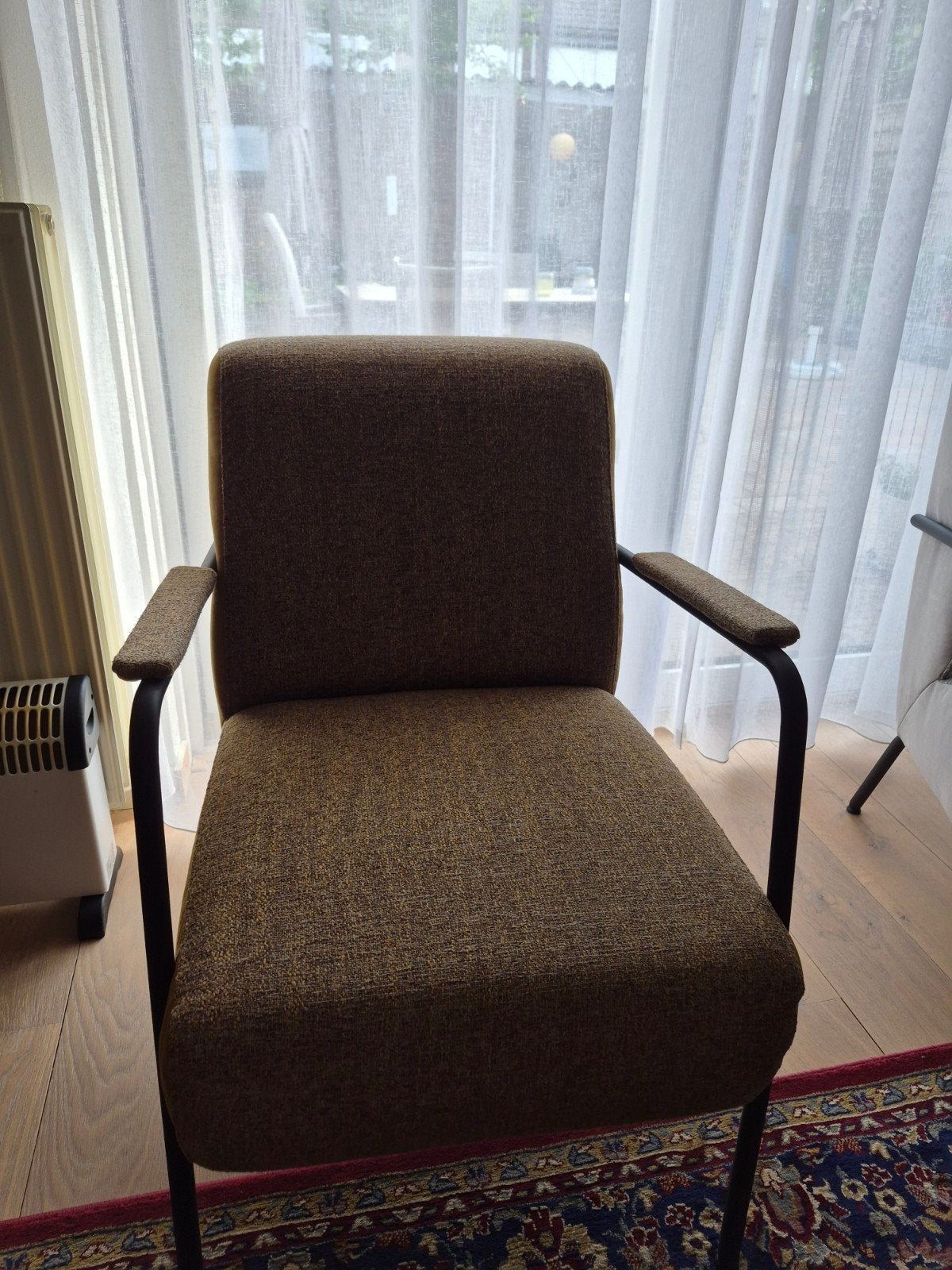 Comfortabele fauteuil in licht brons, Gebruikt, Overige kleuren, Ophalen of Verzenden, Stof
