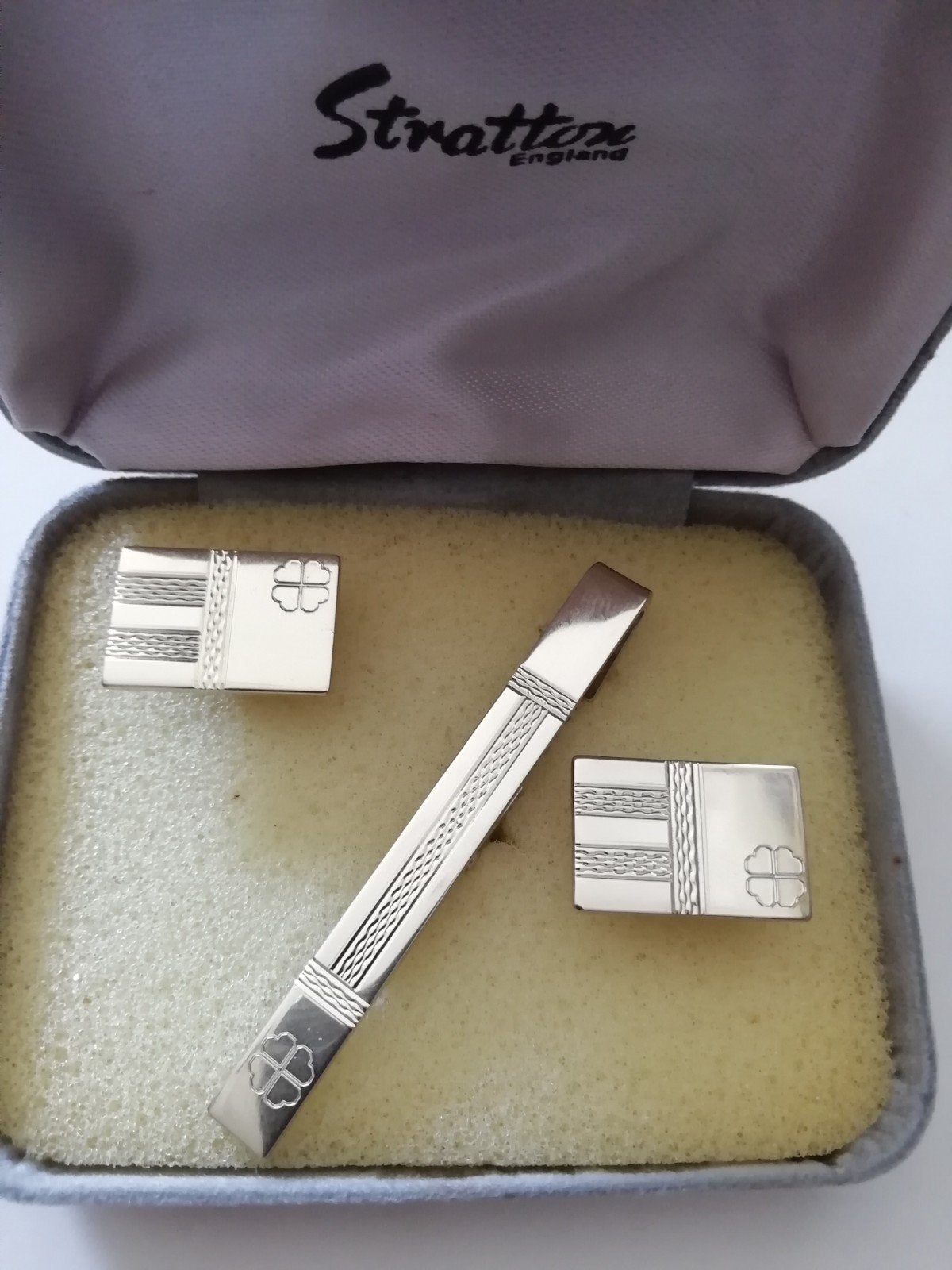 Vintage Stratton Manchetknopen & Dasspeld Set in Doos, Ophalen of Verzenden, Zo goed als nieuw, Overige materialen