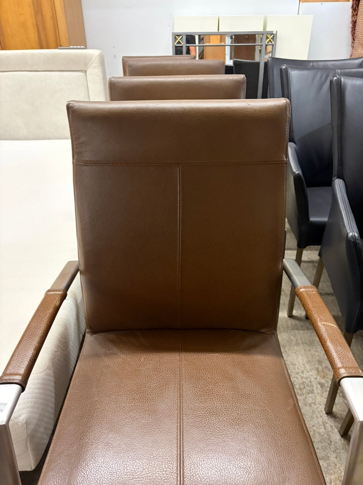 4 bruin leren eetkamerstoelen, Ophalen, Bruin, ., .