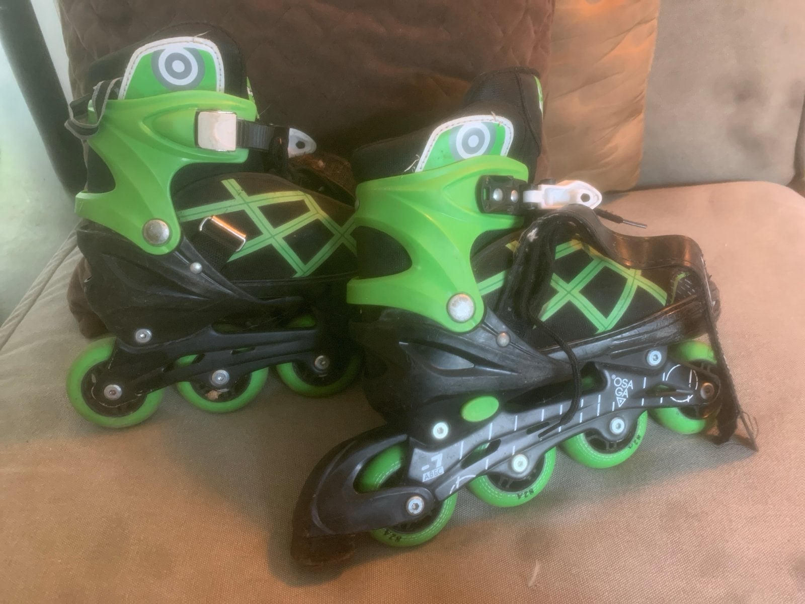 Osaga verstelbare skeelers mt 35-38, groen/zwart, Sport en Fitness, Kinderen, Inline skates 4 wielen, Ophalen, Overige merken