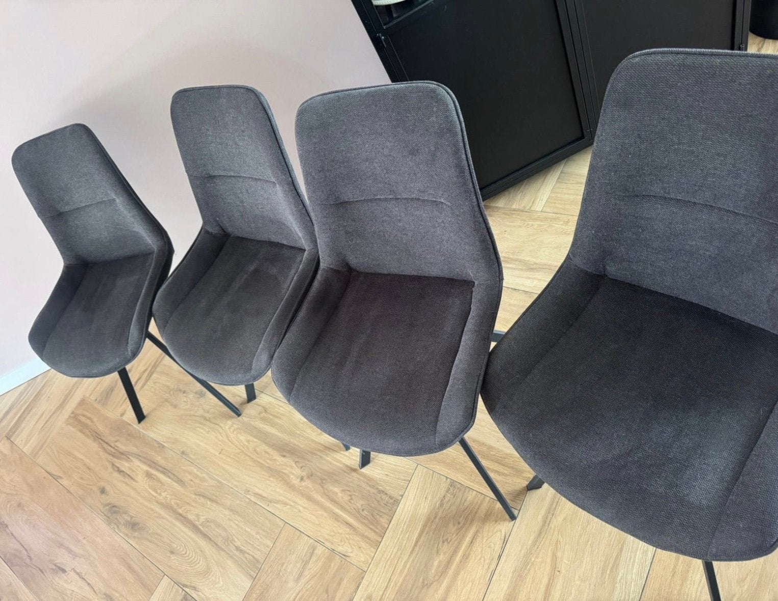 Pronto wonen eetkamerstoelen 4 stuks, Ophalen, Zo goed als nieuw, Grijs, Vijf, Zes of meer stoelen