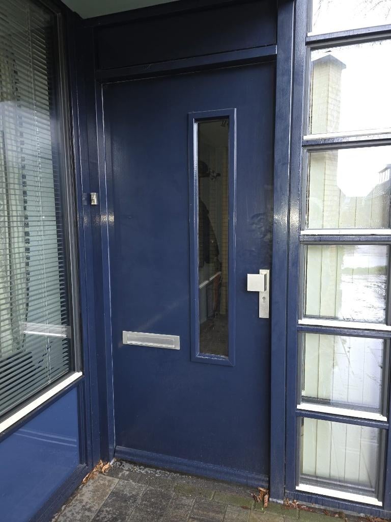Blauwe hardhouten voordeur, Ophalen, Gebruikt, 80 tot 100 cm, Buitendeur