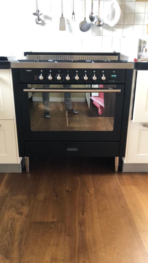 Pelgrim Fornuis 6 gaspitten + elektrische oven 90cm breed, Witgoed en Apparatuur, Ophalen, Gebruikt, Hete lucht, Energieklasse A of zuiniger