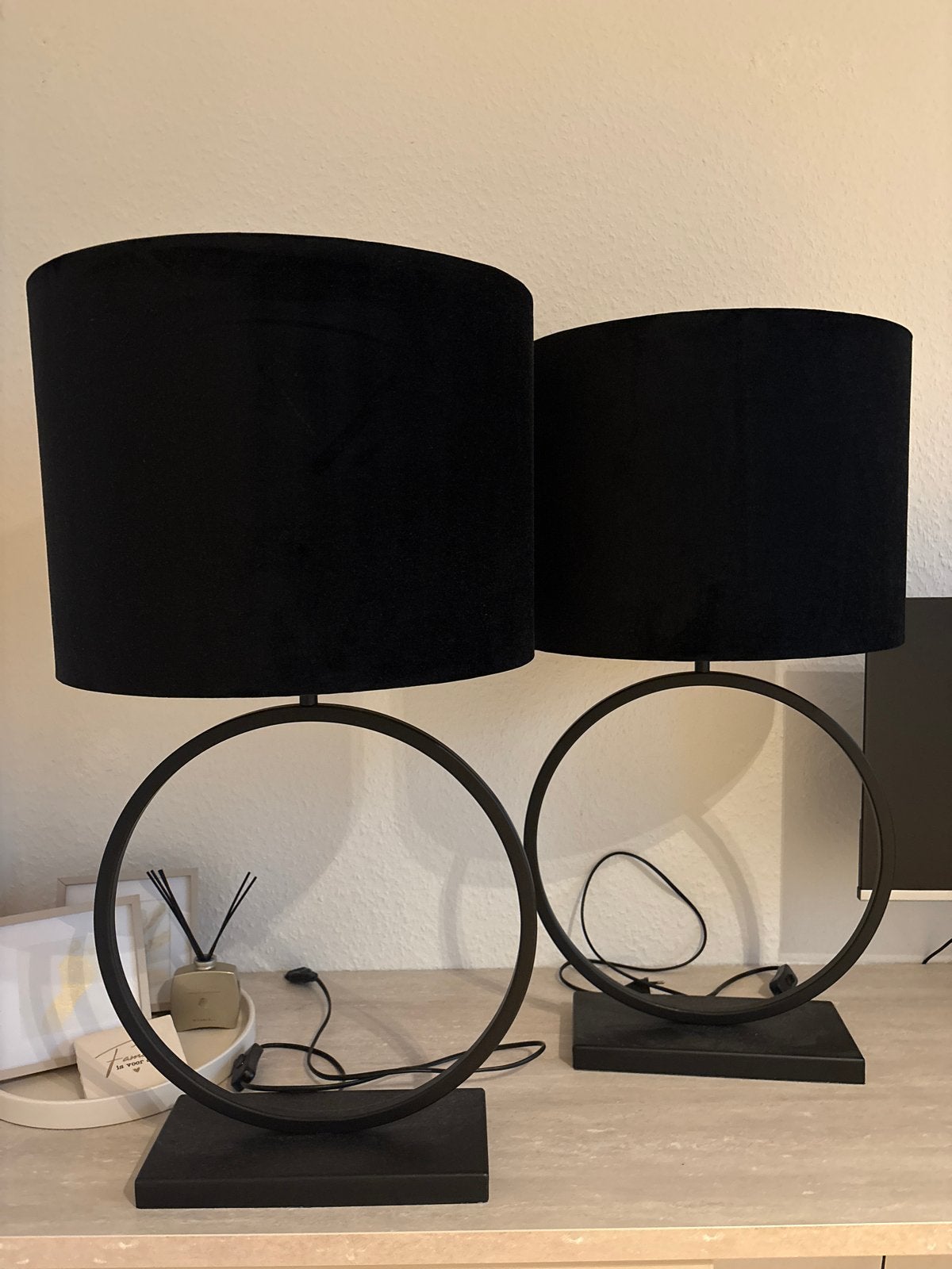 Set van 2 zwarte tafellampen light & living, Ophalen, Metaal, Sfeerlamp, Zo goed als nieuw