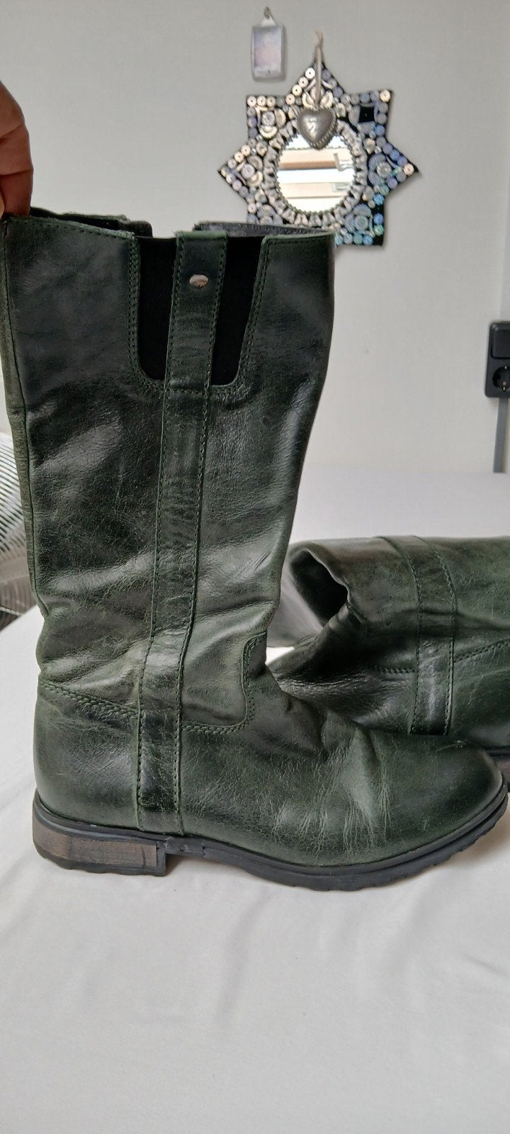 Groene leren laarzen maat 39 - Nieuw, Ophalen of Verzenden, Nieuw, Groen, Hoge laarzen