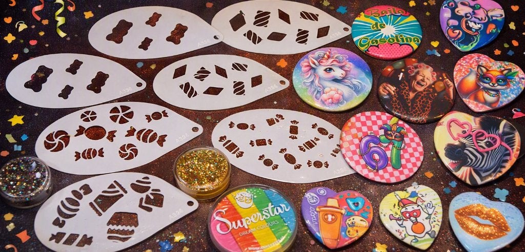schmink sjablonen stencils halloween buttons div soorten, Ophalen of Verzenden, Nieuw, Schmink, Overige