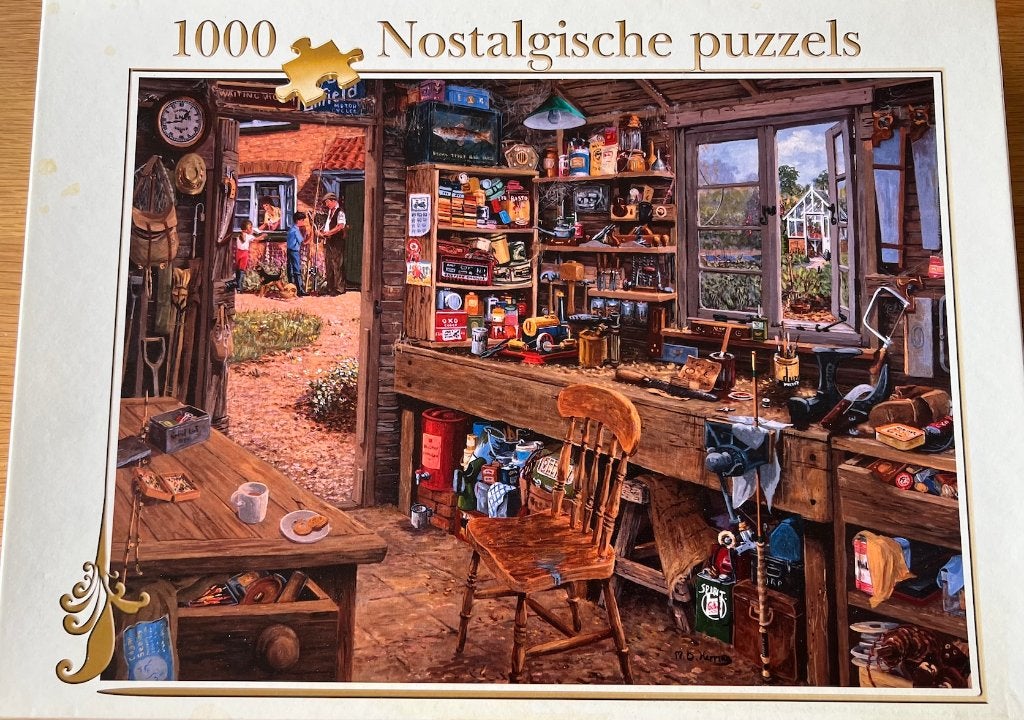 legpuzzel - puzzle - nostalgische puzzels - vaders schuurtje, Ophalen of Verzenden, 500 t/m 1500 stukjes, Zo goed als nieuw, Legpuzzel
