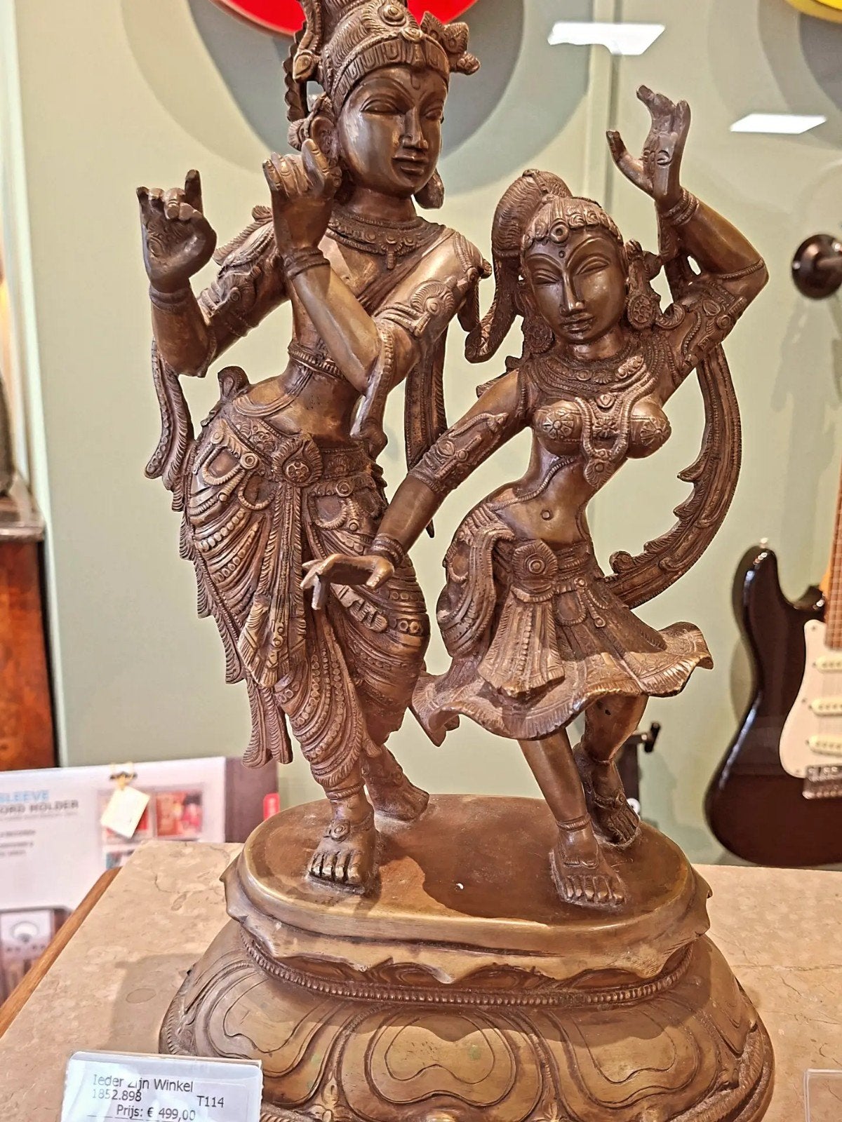 Bronzen beeld Krishna en Radha, Antiek en Kunst, Kunst | Beelden en Houtsnijwerken, Ophalen, Brons, Beeld, Religie
