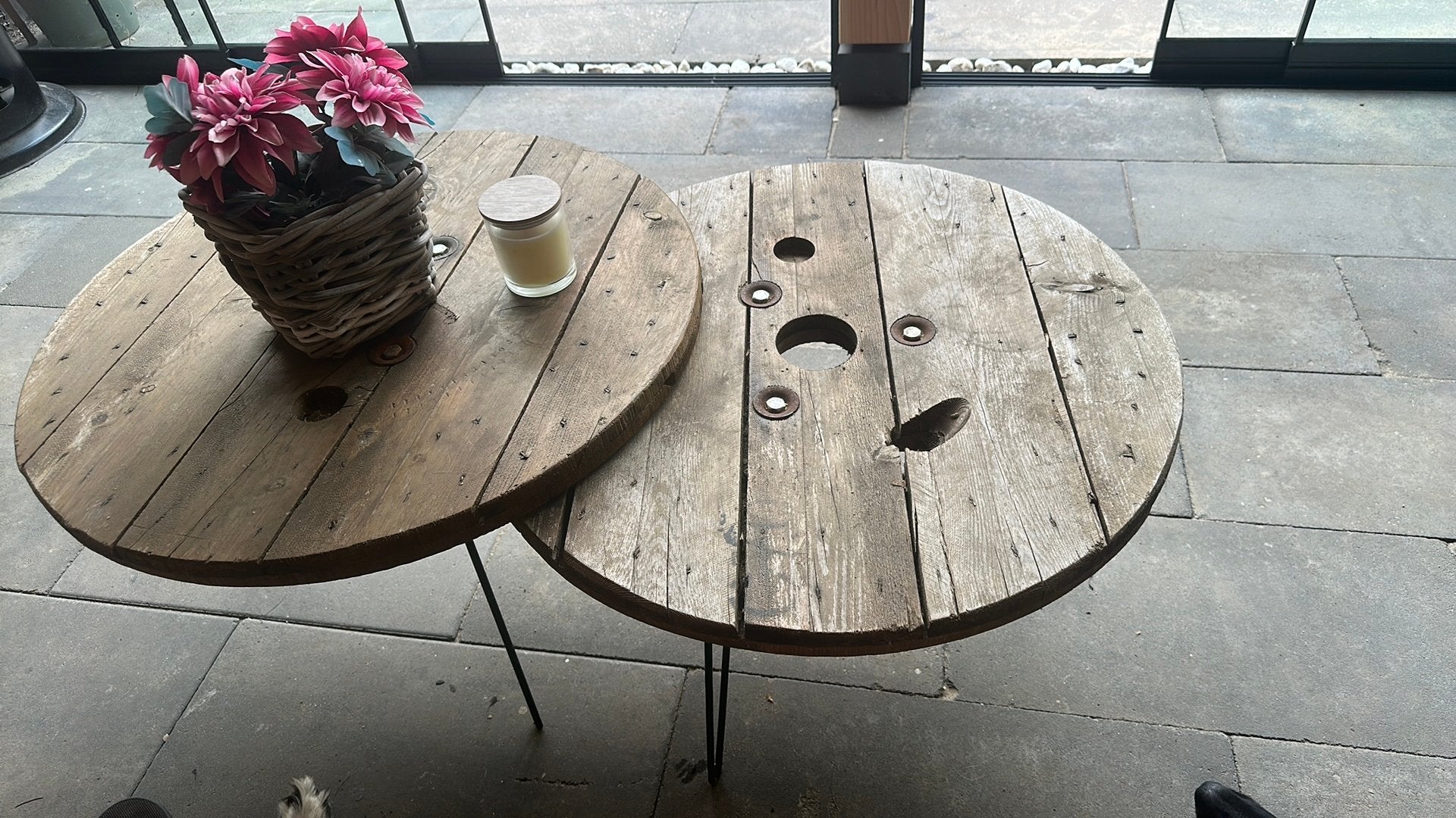 Salon haspel tafels, Tuin en Terras, Ophalen, Gebruikt