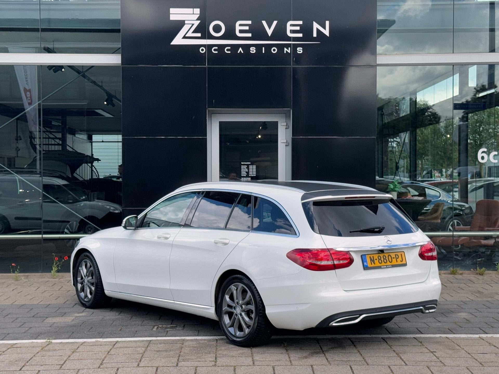 Mercedes-Benz C-klasse Estate 180 Ambition, Achterwielaandrijving, Gebruikt, Leder en Stof, Wit