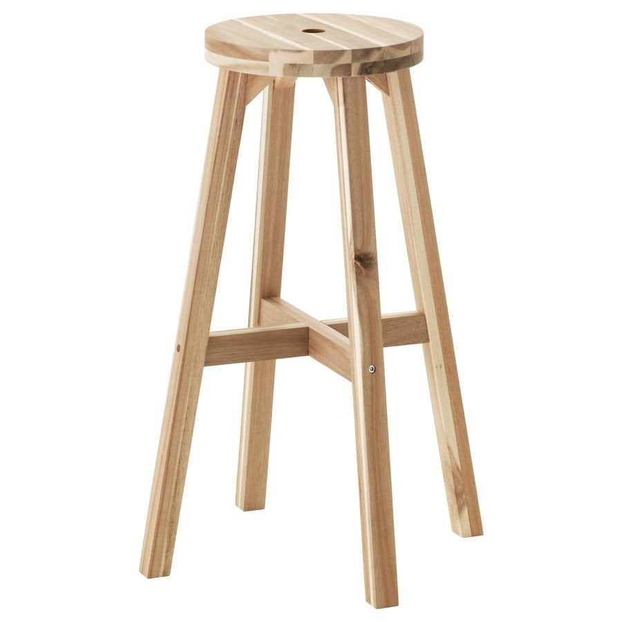 2x IKEA houten barkrukken., Huis en Inrichting, Barkrukken, 2 krukken, Ophalen, 60 tot 90 cm