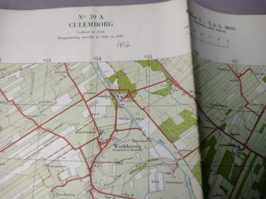 39 A Culemborg Wekhoven Choten Schalkwijk Plattegrond 1957, Ophalen of Verzenden