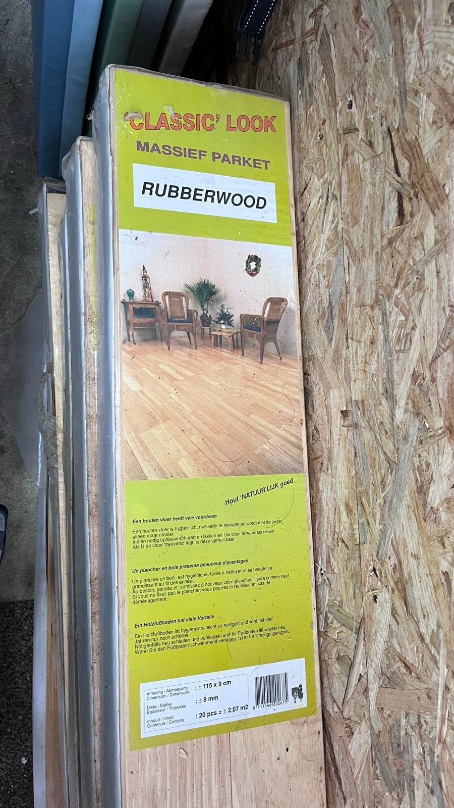 Massief Rubberwood Parket - Nieuw in verpakking 12 m2, 50 tot 150 cm, Nieuw, Minder dan 5 m², 10 tot 30 cm