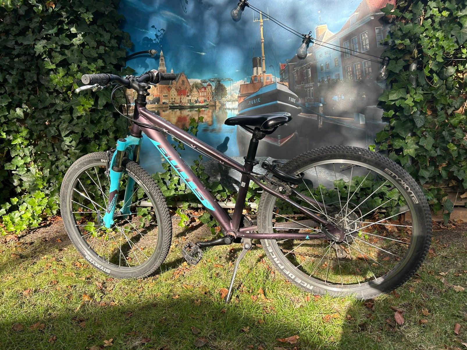 Kinder mountainbike (fiets) 24inch, paars/blauw, Velgrem, Zo goed als nieuw, Dames, Ophalen