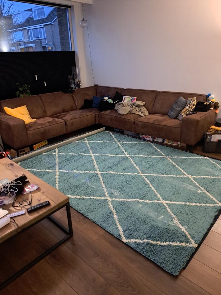 Zo goed als nieuw blauw vloerkleed 200x300 cm, Ophalen, Blauw, 200 cm of meer, Zo goed als nieuw