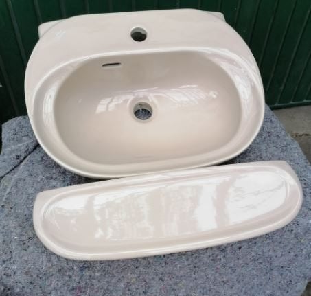 vintage wastafel lavabo + aflegbord Bahama 70er, Doe-het-zelf en Verbouw, Sanitair, Ophalen, Zo goed als nieuw, Steen, Wastafel