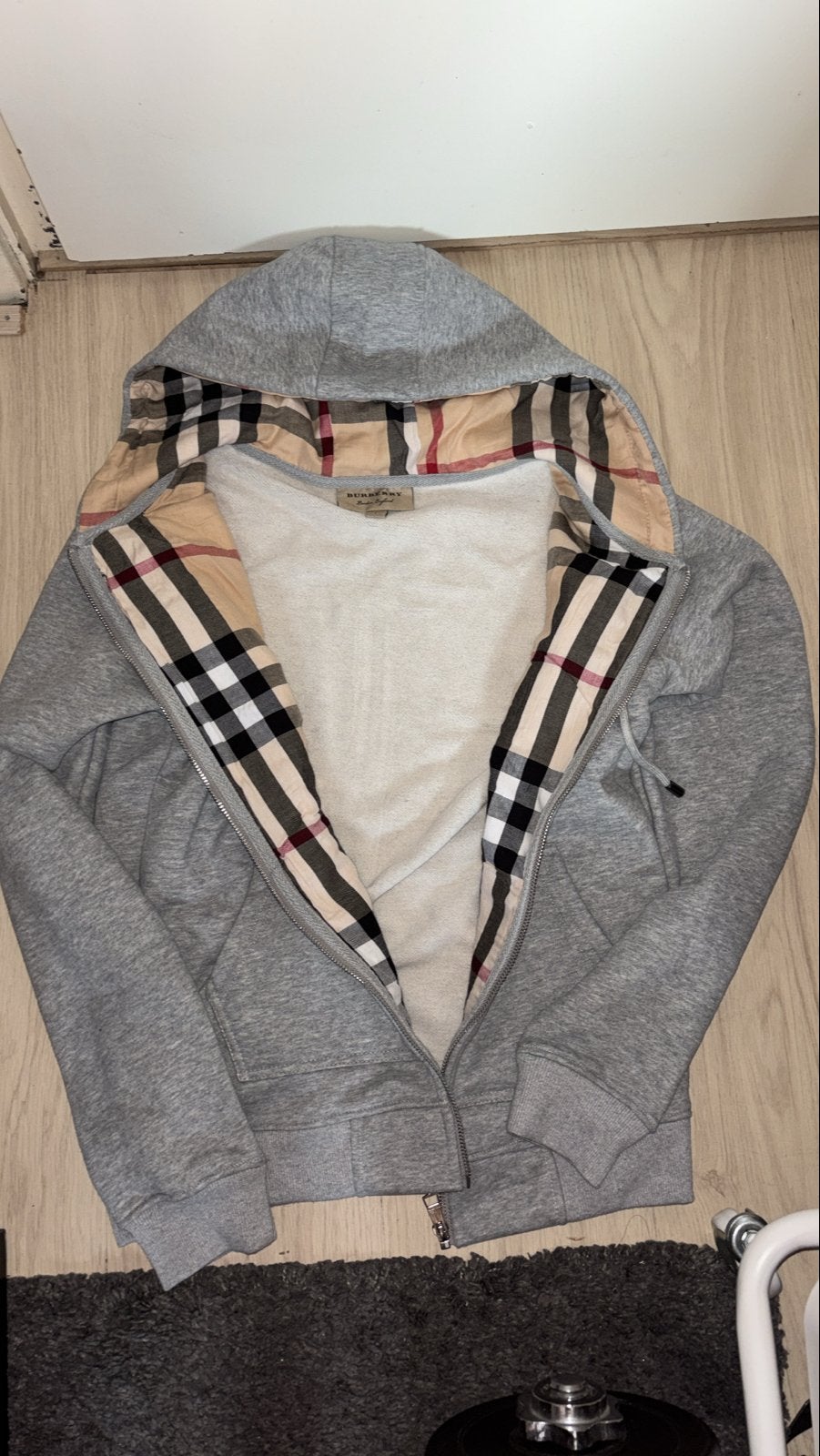 Burberry hoodie met rits, Verzenden, Gedragen, Grijs