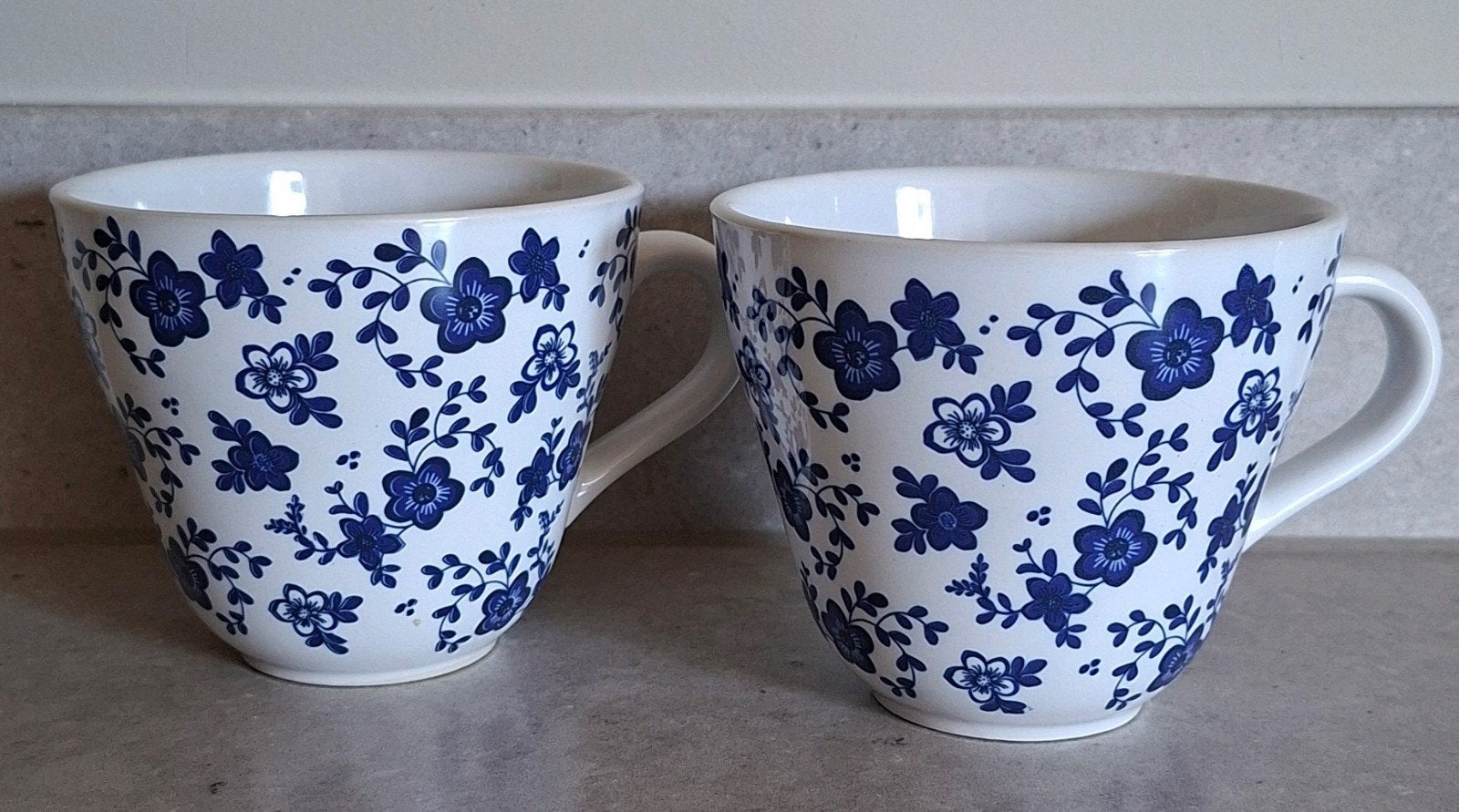 Vintage Ikea Jämnt  theemokken / grote bekers – Blauw/wit bl, Huis en Inrichting, Ophalen of Verzenden, Gebruikt, Overige stijlen