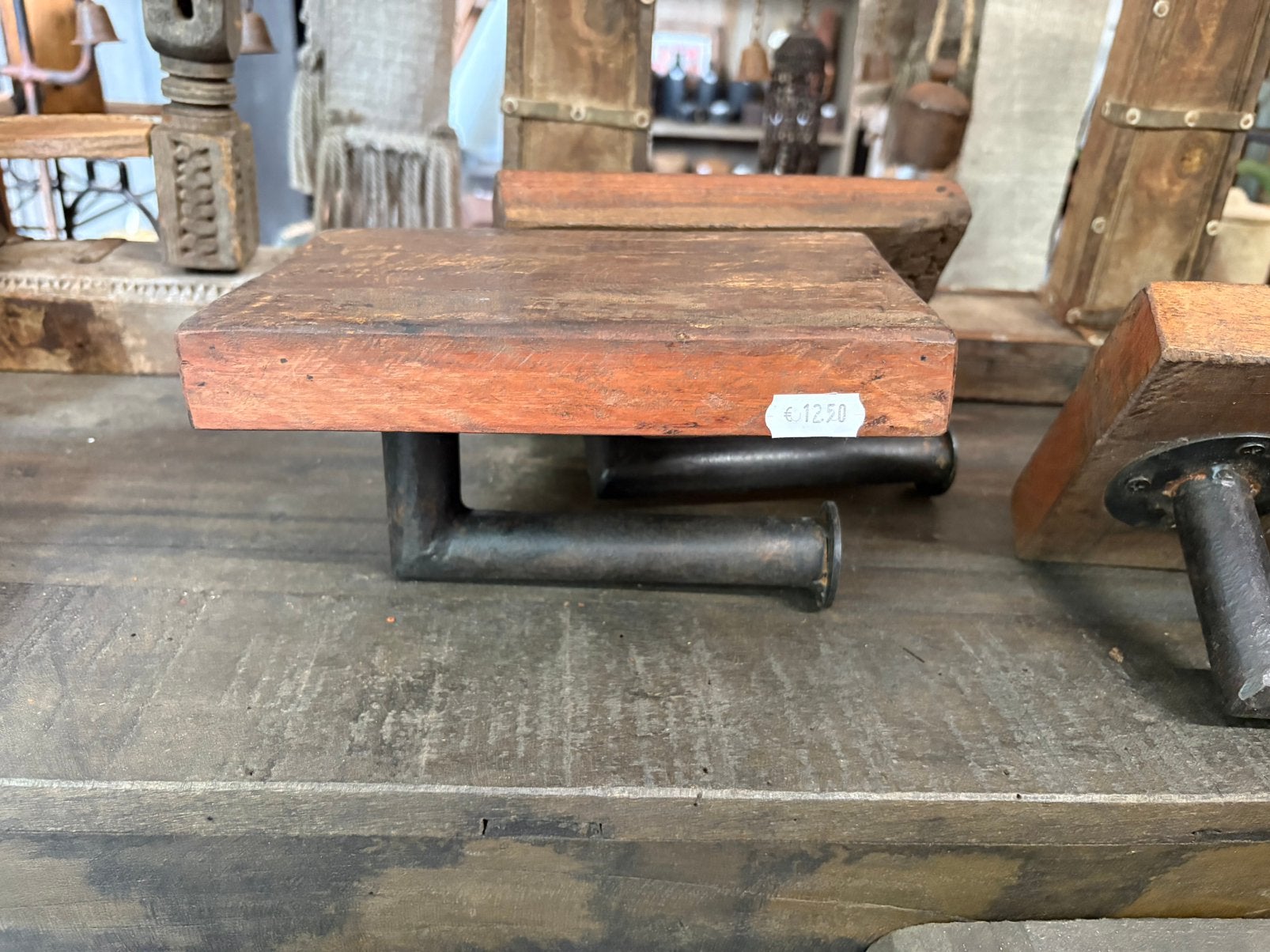 WC rol houder - stoer oud hout met zwart ijzer, Zwart, Nieuw, Ophalen of Verzenden, Nvt