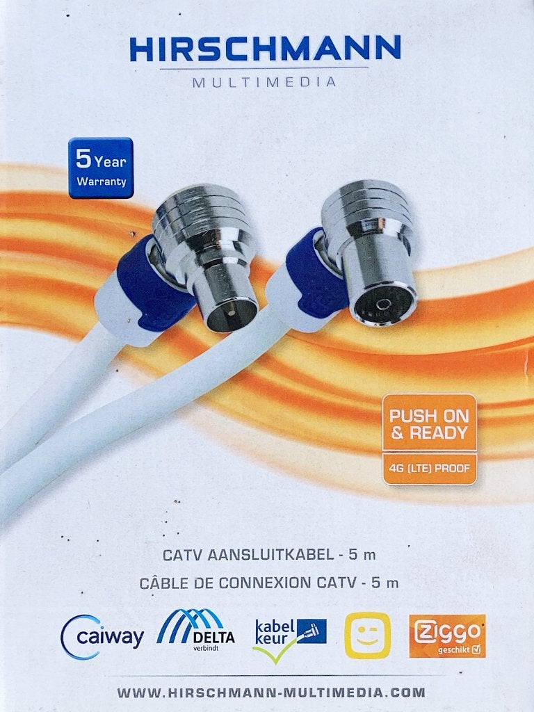 Hirschmann coax CATV 5 mtr. nieuw, Ophalen, Nieuw, 2 tot 5 meter, Coaxiale kabel