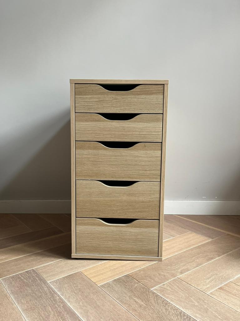 Beige ladekast - Alex IKEA, Huis en Inrichting, Ophalen, Minder dan 50 cm, Gebruikt, 5 laden of meer