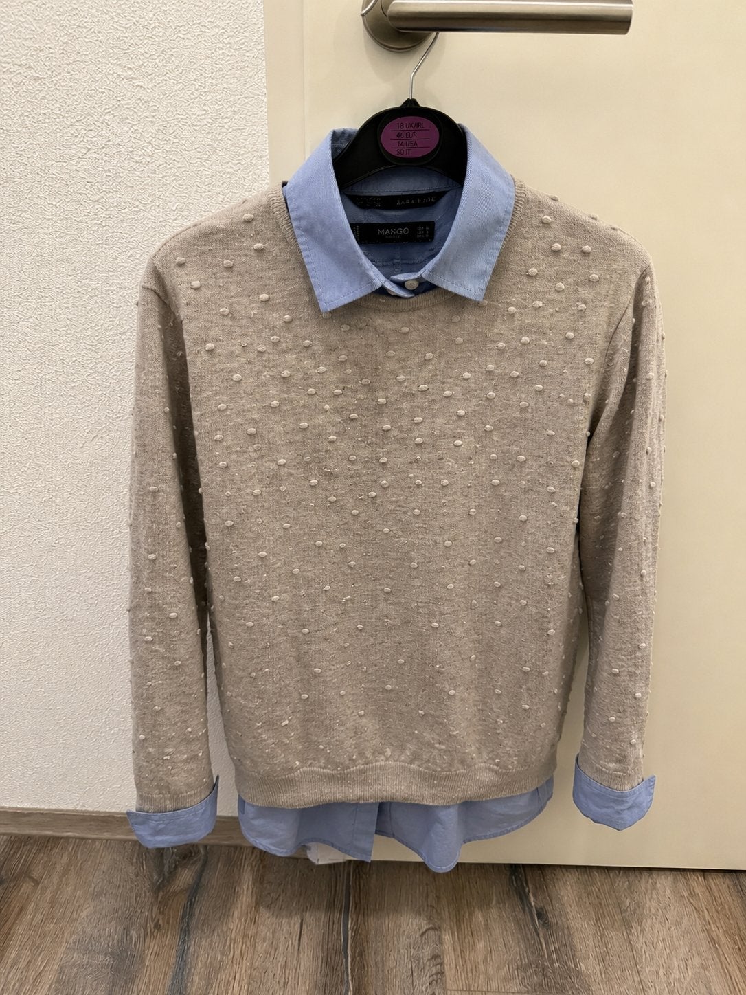 Mango trui met stippen en Zara Basic blouse, Ophalen of Verzenden, Gedragen, Maat 38/40 (M), Beige