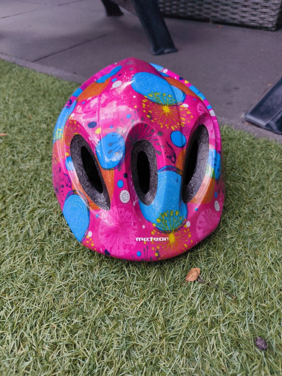 Meteor kinderfietshelm roze met patroon, Ophalen, Gebruikt, Meisje, Meteor
